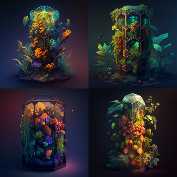TechnologyBetween_hexagonal_vertical_grow_tower_with_plants_and_9d0b4f45-36e3-4431-ad45-2e3f90cd8152